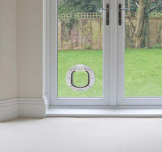 Dog & cat flaps for double glazing glass doors.
