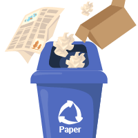 Recycled paper produces 39% less solid waste