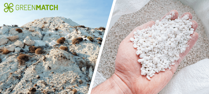 A close-up of perlite particles, showcasing their porous structure and bright white colour, symbolising the environmental considerations of using perlite in sustainable practices.