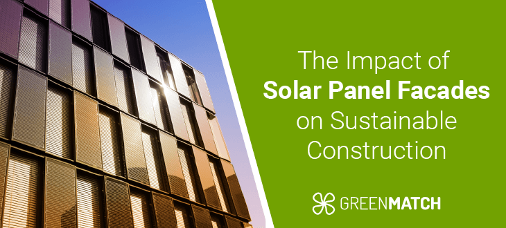 The essence of modern sustainable architecture by showcasing a building with a seamlessly integrated solar panel facade.